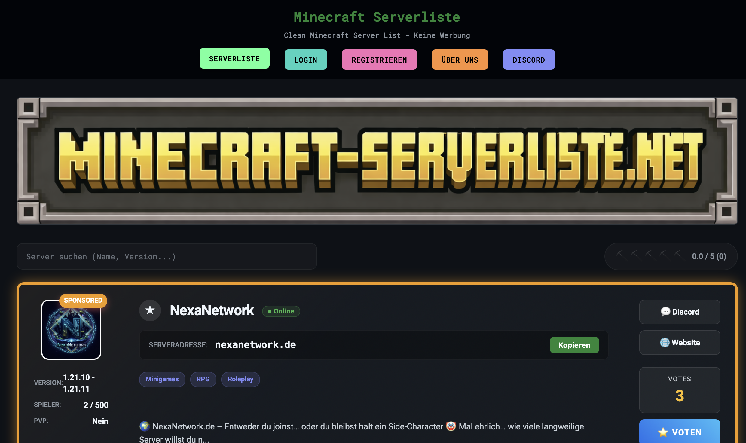 Minecraft Serverliste